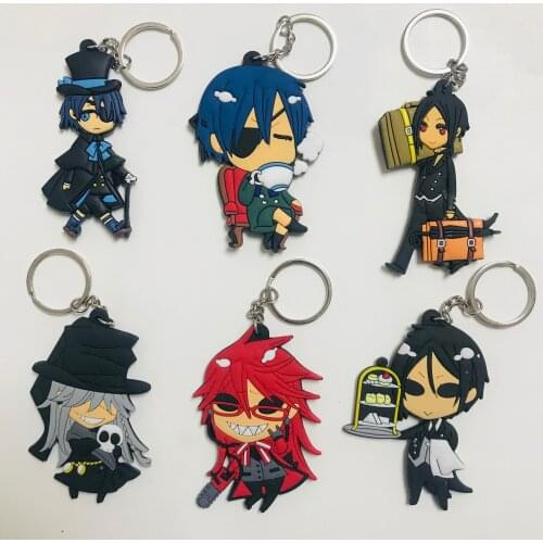 Black Butler Series Anime Key Chain PVC Figure Cartoon Keyring Keychain Birthday Gifts Unisex