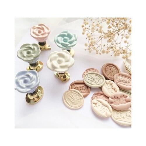 Flower handle Stamp Head Custom Wax Seal Heads Stamps Postage Journal Package Wedding Gifts Envelope Handmade Tools