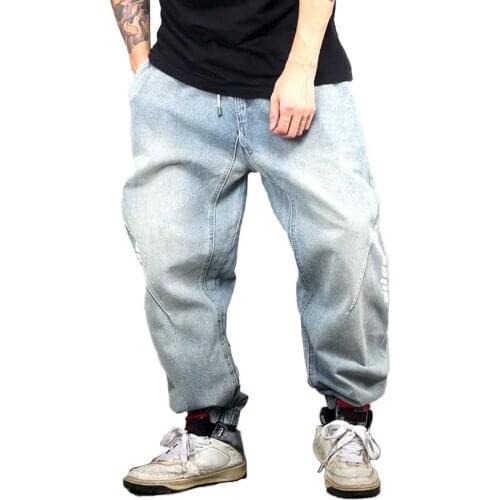New Fashion Hiphop Harem Jeans Men Casual Denim Pants Loose Baggy Trousers Streetwear Joggers Jeans Pants Men Clothing