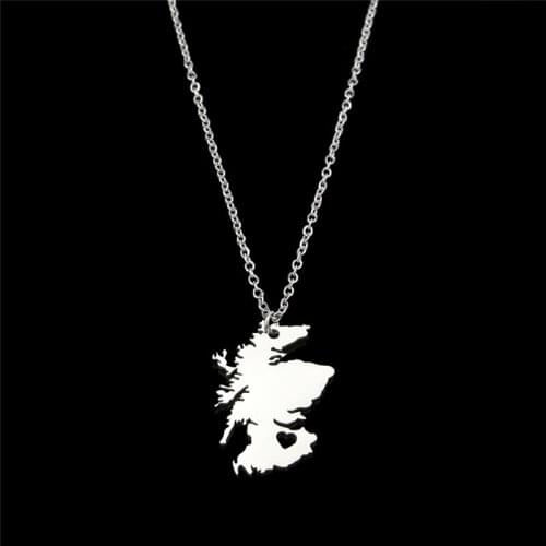 European And American Ornaments Scotland Map Stainless Steel Pendant Necklace