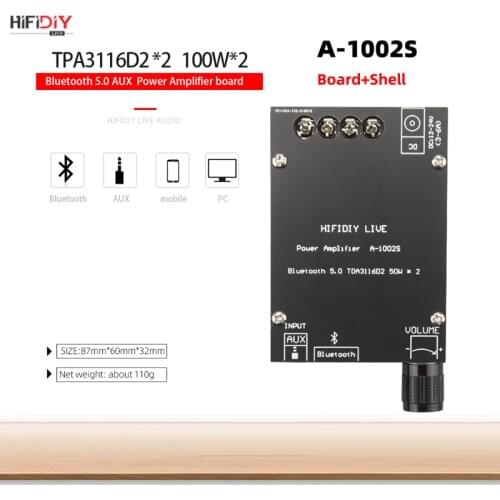 HIFIDIY LIVE Bluetooth 5.0 AUX TPA3116 Digital Power Amplifier board 2x 50W 100W speaker Stereo Audio AMP Module Home music 1002