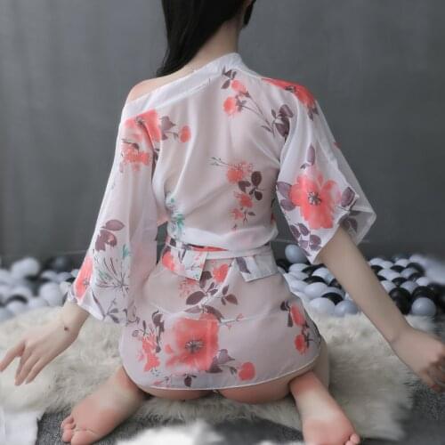Geisha Yukata Kimono Women Sleepwear Vintage Japanese Style Sleeping Haori Bathrobe Flower Traditional Sexy Porn Night Robe Gown