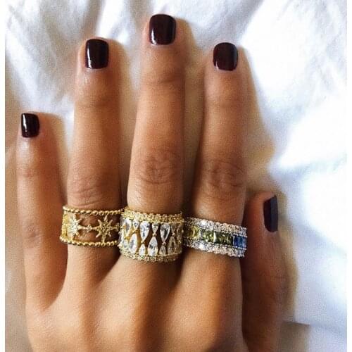 Classic Rose Wide Ring Flower Hollowing Craft Rose Gold Color Wedding open Ring Fashion Party Jewelry Gifts adjust finger ring