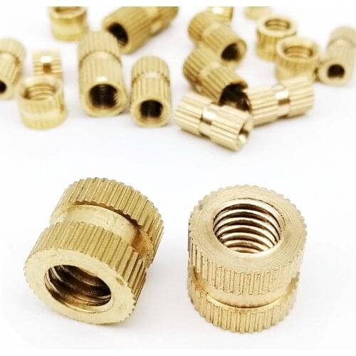 10/25/50pcs M2 M2.5 M3 M4 M5 M6 M8 M10 Solid Brass Pure Copper Metric Thread Injection Molding Knurl Insert Nut Nutsert Embedded