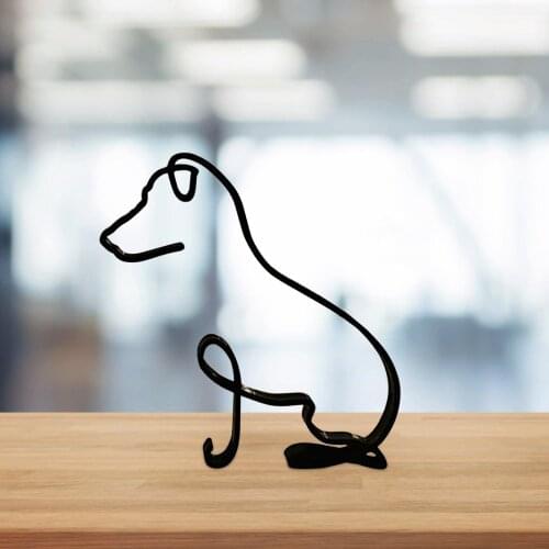 Dog Minimalist Art Sculpture Decoration Personalized Gift Metal Decor Modern Home Office Accessories Статуэтки Для Интерьера