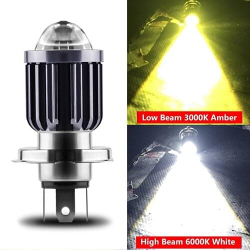 Motorcycle Modified Headlights Bulbs With Lens H4 H6 Two-Color Far And Near Beam Light Scooter Accessories Fog Lights