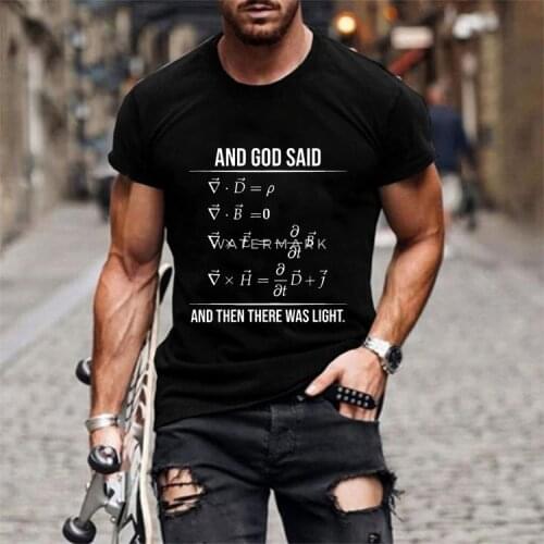 Mens God Said letters T-shirt Short Sleeve Loose Tops 2021 Fashion Casual Geometry Math Print Oversize T Shirts Male Clothing
