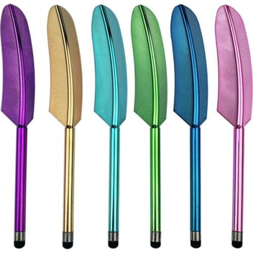 New Hot 2 Pcs Cute Fashion feather capacitor pen tablet phone stylus Novetly condenser stylus for All Smart Mobile Phone Unisex