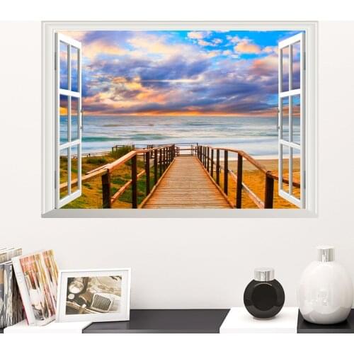 Window Nature Landscape Vivid Broken Hole Wall Sticker Home Decor Living Room Bedroom Mural Wall Decals Wall Art Poster