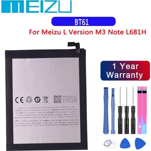 Original Replacement Battery 3.85V 4000mAh BT61 For Meizu L Version M3 Note L681H Battery
