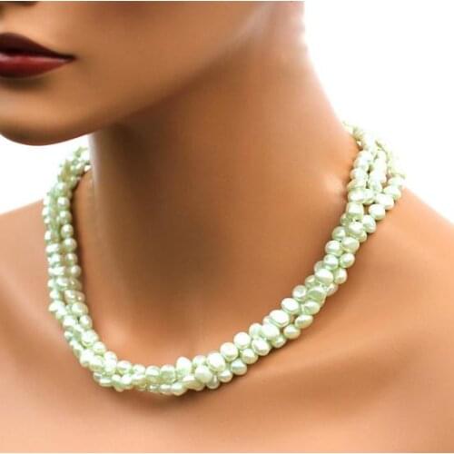 Unique Pearls jewellery Store Mint Green Baroque Genuine Freshwater Pearl Necklace Charming Women Gift Fine Jewelry