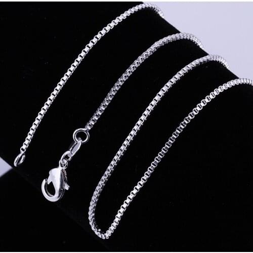 Plated 925 Sterling Silver Necklace RINYIN Factory Wholesale 10PCS/Lot Fashion Jewelry 1.4mm Width Box Chain 16" - 24"