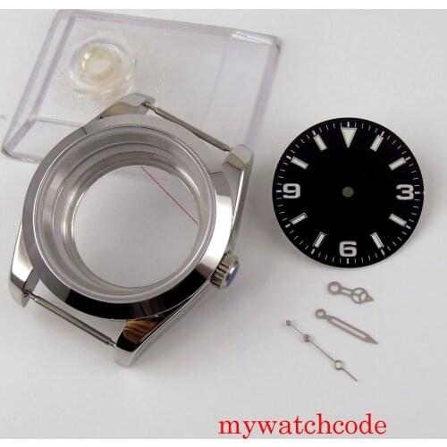Fit NH35 NH36 Automatic Movement 39mm Watch Case Sterile Dial Hand Stainless Steel Sapphire Glass Clear Back
