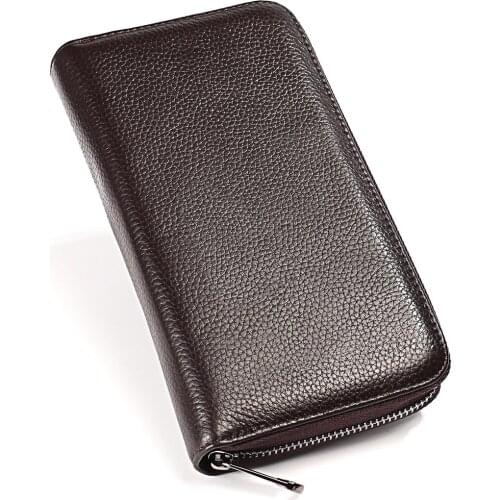 Portomonee Large Capacity 36 CARD Zipper Organ RFID Genuine Leather Women Wallet Female Long Clutch Purse Lady Walet