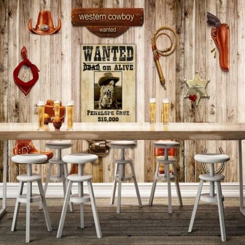 Drop Shipping Custom Photo Wallpaper 3D Stereo Wallpaper Western Cowboy Board Wall American Style Wallpaper Living Room Mural