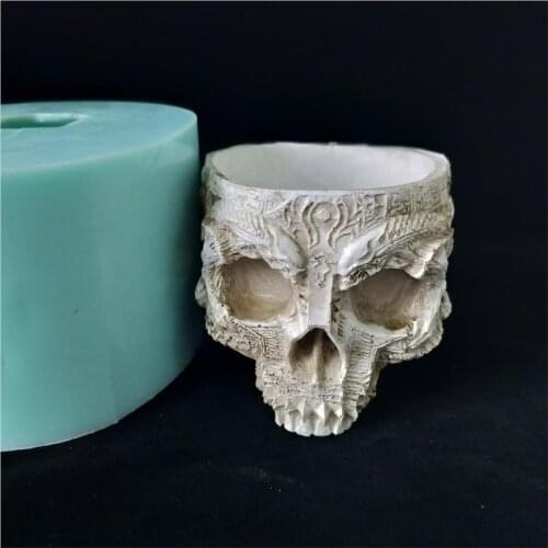 PRZY HP0135 Skull Cement Concrete Flower Pot Silicone Mold Skull Head Silicone Mould Resin Mould Eco-friendly