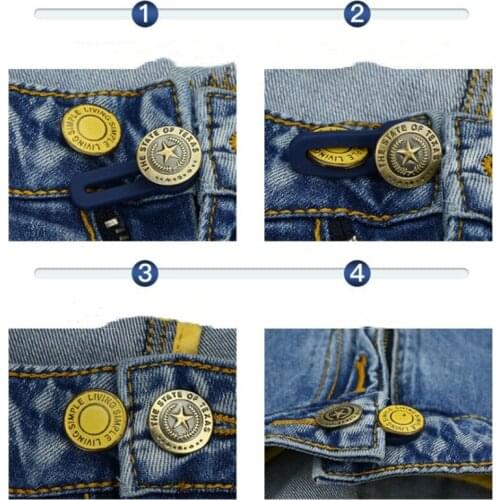 Sewing Buttons Adjustable Disassembly Retractable Jeans Waist Button Metal Extended Buckles Pant Waistband Expander