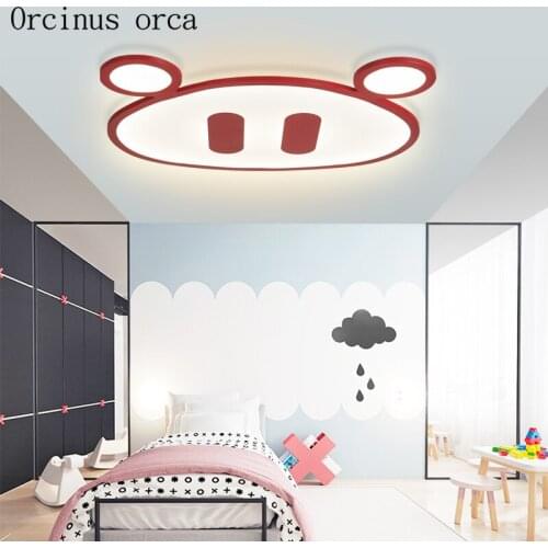 Nordic modern simple pink LED ceiling lamp girl bedroom childrens room lamp creative cartoon pig nose ceiling lamp