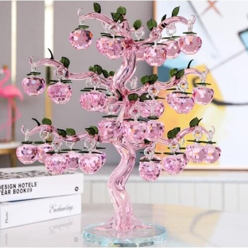 GLASS CRYSTAL APPLE TREE FIGURINES CRAFTS FENGSHUI ORNAMENT HOME DECOR CHRISTMAS NEW YEAR GIFTS SOUVENIRS DECOR ORNAMENT