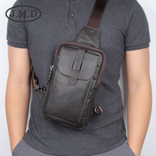 Messenger Bag Leather Men Chest Bag Vintage Crossbody Shoulder Bag Mens Business Sling Bags Male Casual Chest Pack
