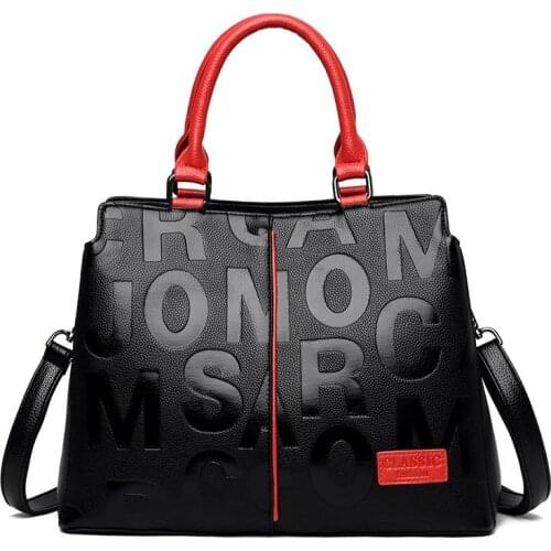 Women Bags Luxury Handbags Designer Fashion Large Capacity Tote Bag Ladies PU Leather Letter Shoulder Bags Black Shopper Handbag