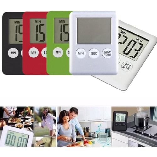 5 Colors Super Thin LCD Digital Screen Kitchen Timer Square Cooking Count Up Countdown Alarm Clock New