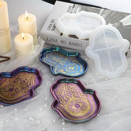Palm Dish Plate Storage Tray Silicone Mold For Diy Resin Hand Of Fatima Gods Eye Crystal Epoxy Crafts Handmade Jewelry Tools