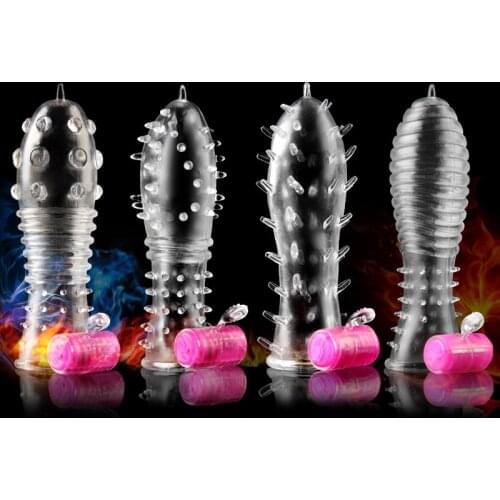 Extensions condom Penis Sleeve Male Enlargement Men Delay Spray clit massager Cock Ring vibrating cover Adult Sex Toys