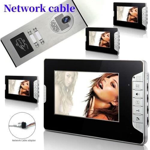 Video Intercom Systems 4/3/2 apartments 7 inch Video Door Phone System RFID Camera and Network cable connection