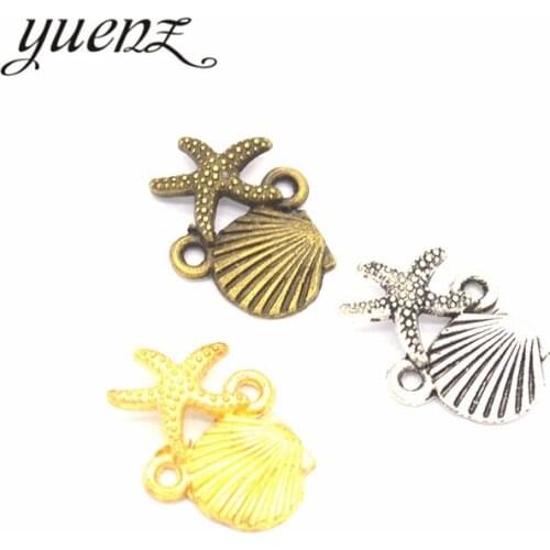 YuenZ 20pcs 3 color Antique Sliver animal shell starfish Charm DIY metal charms for jewelry making 18*13mm D716