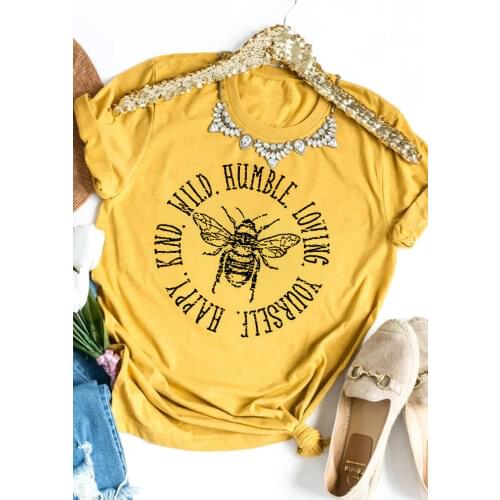 Happy Kind Wild Humble Loving Yourself T-Shirt funny 100% Cotton tumblr graphic unisex women casual Fashion quote tshirt top tee