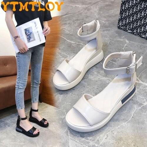 Wedge Heel Sandals Women 2021 Summer New Super Fire Open Toe Womens Shoes Thick-soled Soft-soled Fish Mouth Roman Sandals