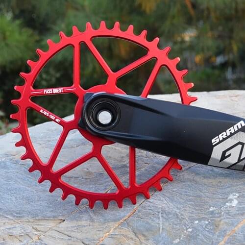 PASS QUEST Mountain Bike Road Bike GXP Straight-Mounted 6 Angle 0 Offset Round Positive And Negative Tooth Sprocket Red Black