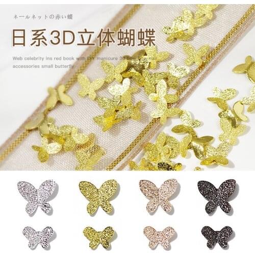 10pcs Nail art decoration sliver nails gold champagne sticker 3D Thin Butterfly Flakes Polish Decor for Nail Art Accessories