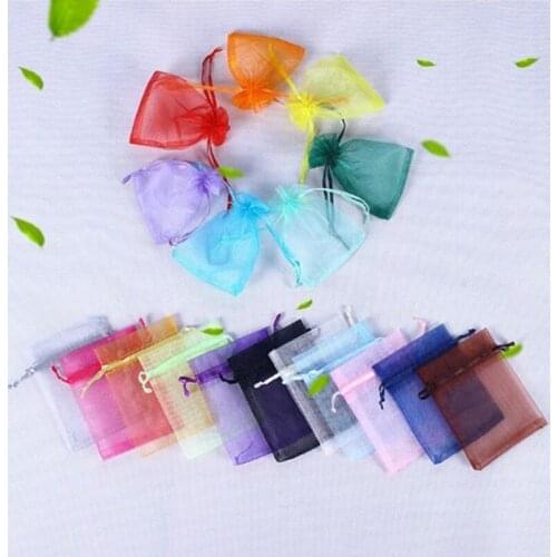 100pcs Mini 7*9cm Wedding Party Christmas Decoration Gift Drawable Durable Organza Bags Jewelry Packaging Display