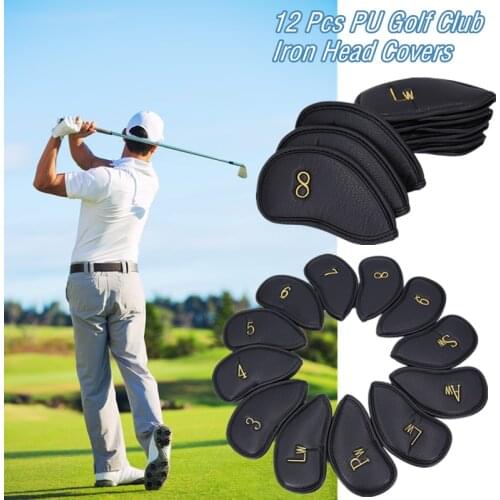 12Pcs Golf Iron Covers Set PU Leather Portable Golf Stick Covers Golf Headcover Protector Accessories