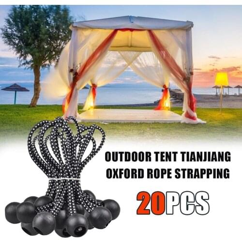 20pcs/set Tarpaulin Rope Elastic Strapping Ball Bungee Cord Outdoor Tent Canopy Tarp Elastic Rope Tie