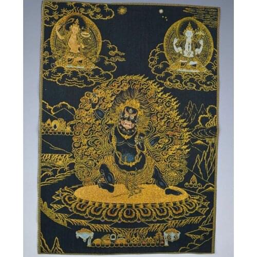 24" silk tapestry embroidery painting Tibetan Buddha Thangka Black King Kong