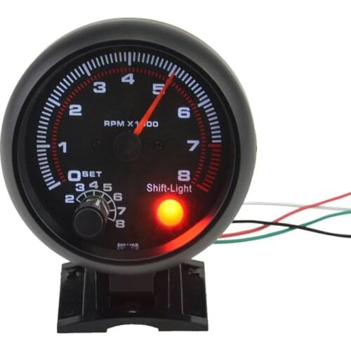 3.75" Car Universal Black Tachometer Gauge White Inter Shift light 0-8000 RPM Car Accessories