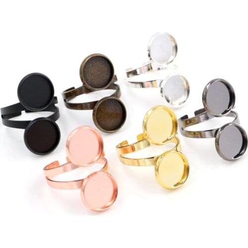 10 12mm 5pcs/Lot Classic 7 Colors Plated Brass Adjustable Ring Settings Blank/Base,Fit 12mm Glass Cabochons,Buttons;Ring Bezels