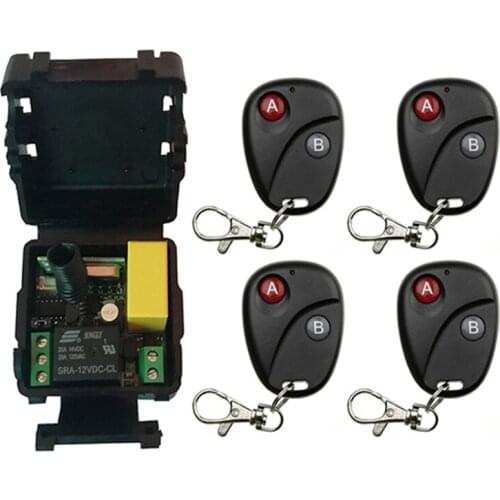 AC 220 V 1CH 1 CH Wireless RF Remote Control Light Switch 10A Relay Output Radio Receiver Module+one-button black Transmitter