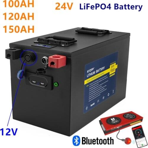 24V 80ah Lifepo4 Battery Built in Bluetooth 24V lifepo4 80AH waterproof battery pack with 10A charger for boat motor