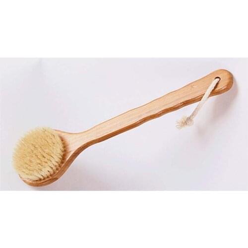 33cm Bamboo Shower Body Brush with Boar Bristle Perfect for Dry Skin Brushing Essential for Cellulite Reduction Skin Exfoliation