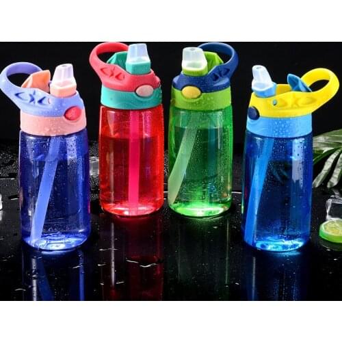 480 ml Cute Baby Water Bottle Leak Proof Bottle with Straw Lid Children School Outdoor Drinking Bottle Training Cup