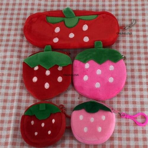 Strawberry plush Coin Pencil BAG Case GIFT Coin BAG ; keychain pendant plush coin case