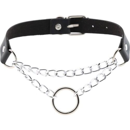 DIEZI Vintage Silver Color Round Chain Necklace Women Gothic Punk Rock Statement Choker Necklaces Cosplay Anime Harajuku Jewelry