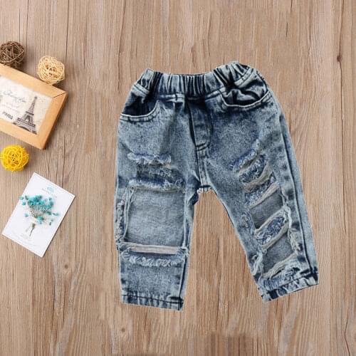 Citgeett New Baby Kid Girls Summer Hollow Casual Pants Denim jeans Ripped Patch Fashion Summer Clothing