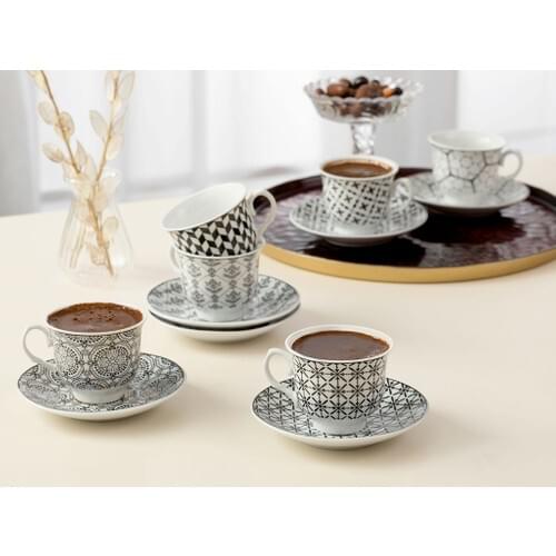 Carey Porcelain 12 Piece Coffee Cup Set 90 ml Blue High Quality, Made in Turkey, Kitchen, Fast Shipping