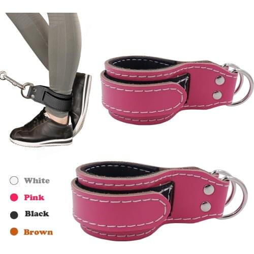 Fitness Training Cowhide Ankle Straps Cable Machines Double D-Ring Adjustable Leg Strength Resistance Bands Workout Accessories