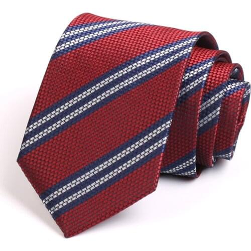 2020 New Classic Red Striped Tie For Men Business Suit Work Party Necktie Male Fashion Formal Neck Tie Mens 7.5CM Ties Gift Box